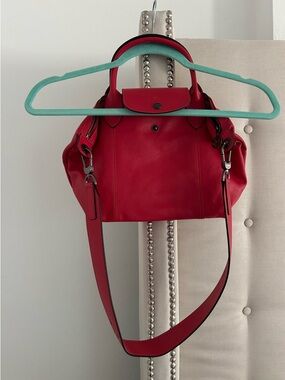 New LONGCHAMP red leather bag